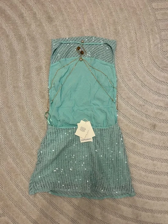 Peppermayo Mint Sequin Halter Backless Mini Dress - Picture 4 of 4
